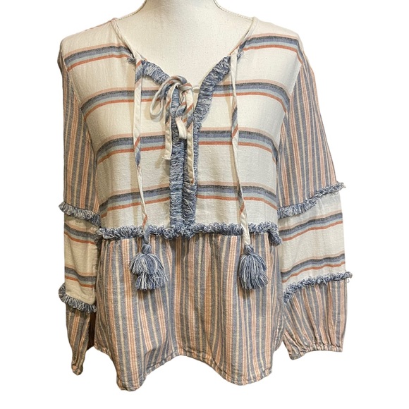 American Eagle Boho Striped Peasant Shirt. Size M. - Picture 1 of 6